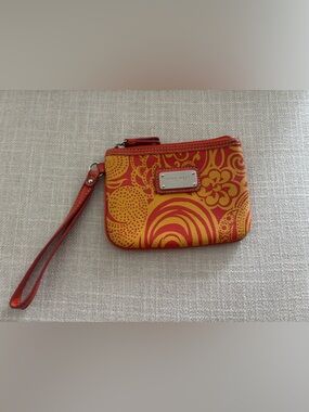 Nine West Red and Yellow Floral Wristlet Wallet